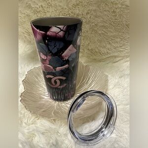 CHANEL Artistic Black and Pink Tumbler with Lid